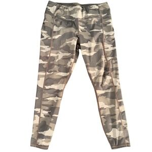 Athleta Camo Cargo Leggings Pants Womens Size L Pocket Zip Athleisure